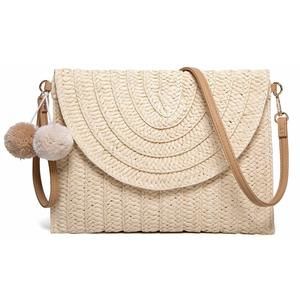 Straw Shoulder Bag Straw Clutch Hand-Woven Straw Crossbody Bag Summer ^_^